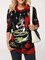 Long Sleeve Christmas Floral-Print Cowl Neck Shirts & Tops