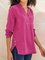 Crew Neck Cotton-Blend Long Sleeve Simple Shirts & Tops