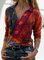 Printed Long Sleeve Casual V Neck Long Sleeve Tops