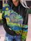 Landscape Printed Long Sleeve Patchwork Hoodie Tops