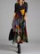 Retro printing stitching urban leisure V Neck Vintage Dresses