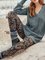 Floral Sheath Printed Cotton-blend Vintage Winter Print Pants