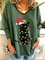 Ladies Christmas cat graphic V-neck sweatshirt