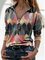 Cotton-Blend Casual Shift Shawl Collar Zipper V-neck Long Sleeve Sweatshirt