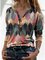 JFN V Neck Geometric Buttoned Casual T-Shirt/Tee