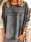 Gray Casual Letter Printed Long Sleeve Shift Shirts & Tops