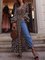 V Neck Party Leopard Maxi Dress