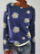 Floral Crew Neck Long Sleeve Holiday Sweater