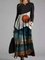 Casual Color Block Tunic V-Neckline A-line Dress