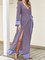 Blue Boho V Neck Cotton-Blend Dresses