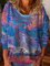Evening Glow Hedging Print Round-neck Casual Blouse