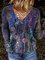V Neck Leaves Casual Sweater