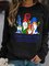 Christmas Snowman Long Sleeve Cotton-blend Crew Neck Casual Winter Top