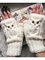 Polyester Printed Sweet Winter Beige Gloves