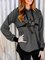Black Cat Print Long Sleeve Drawstring White Striped Hooded T-shirt