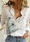 Print Lapel Long Sleeves Button Up Casual Shirt Blouses