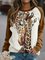 Women's Intimate Giraffe Print Stitching Crew Neck Sweatshirt