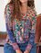 Floral Long Sleeve Cotton-Blend Vintage Shirts & Tops