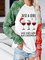 Christmas Wine Glass Snowflake Long Sleeve Print Sweatshirt