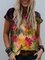Colorful Flower Painting Short Sleeve Crew Neck Casual Shirts & Tops