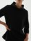 Black Funnel neck Cotton-Blend Casual Shirts & Tops