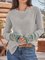 Long Sleeve Crew Neck Cotton-Blend Plain Sweater