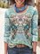 Abstract Cotton-Blend Long Sleeve Vintage Shirts & Tops