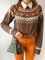 Pumpkin Print Long Sleeve Round Neck Knit Sweater