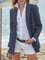 Cotton-Blend Linen Lapel Casual Stretch Blazer