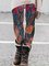 Cotton-Blend Abstract Leaf Womens Leggings Pants