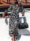Print Long Sleeves Sheath Shirt Casual Midi Dresses