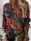 Casual V Neck Shift Leaves Shirts & Tops