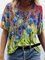 Colorful Flower Painting Short Sleeve Floral Casual Shirts & Tops