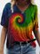 Vortex Gradients Print T-shirt Short Sleeve Shift Casual Shirts & Tops