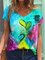 Love Print Casual Short Sleeve Shirts & Tops