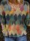 Vintage Fashion Casual V-Neckline Color Block Loose Regular Sweatshirt