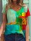 Abstract Painting Print T-shirt Casual Short Sleeve Shift Shirts & Tops