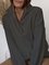 Plain Long Sleeve Cotton-blend Stand Collar Casual Winter Black Top