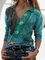 Striped V Neck Long Sleeve Vintage Shirts & Tops