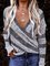 Striped V-Neck Casual Sweaters