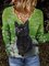 Long sleeve cat V-neck floral print top