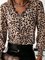 Print Lace V-Neck Long Sleeves Casual Blouses
