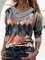 Color Block Casual V-Neckline Long Sleeve Blouses
