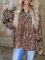 Leopard pattern stitching loose spring and autumn beautiful country ladies blouse