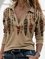 Women's Reto Western Feather Print Casual Lapel Long Sleeve Top