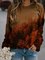 LADIES WOOD PRINT CASUAL SWEATERSHIRT