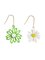 Green-white Daisy Asymmetry Earrings