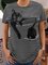 Stripe Cat Printed Round Neck Short Sleeve Casual Shift T-shirts