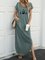 Butterflies Print Split Short Sleeve Casual Maxi Dress