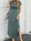 Split Letter Print Short Sleeve Casual Maxi Dress